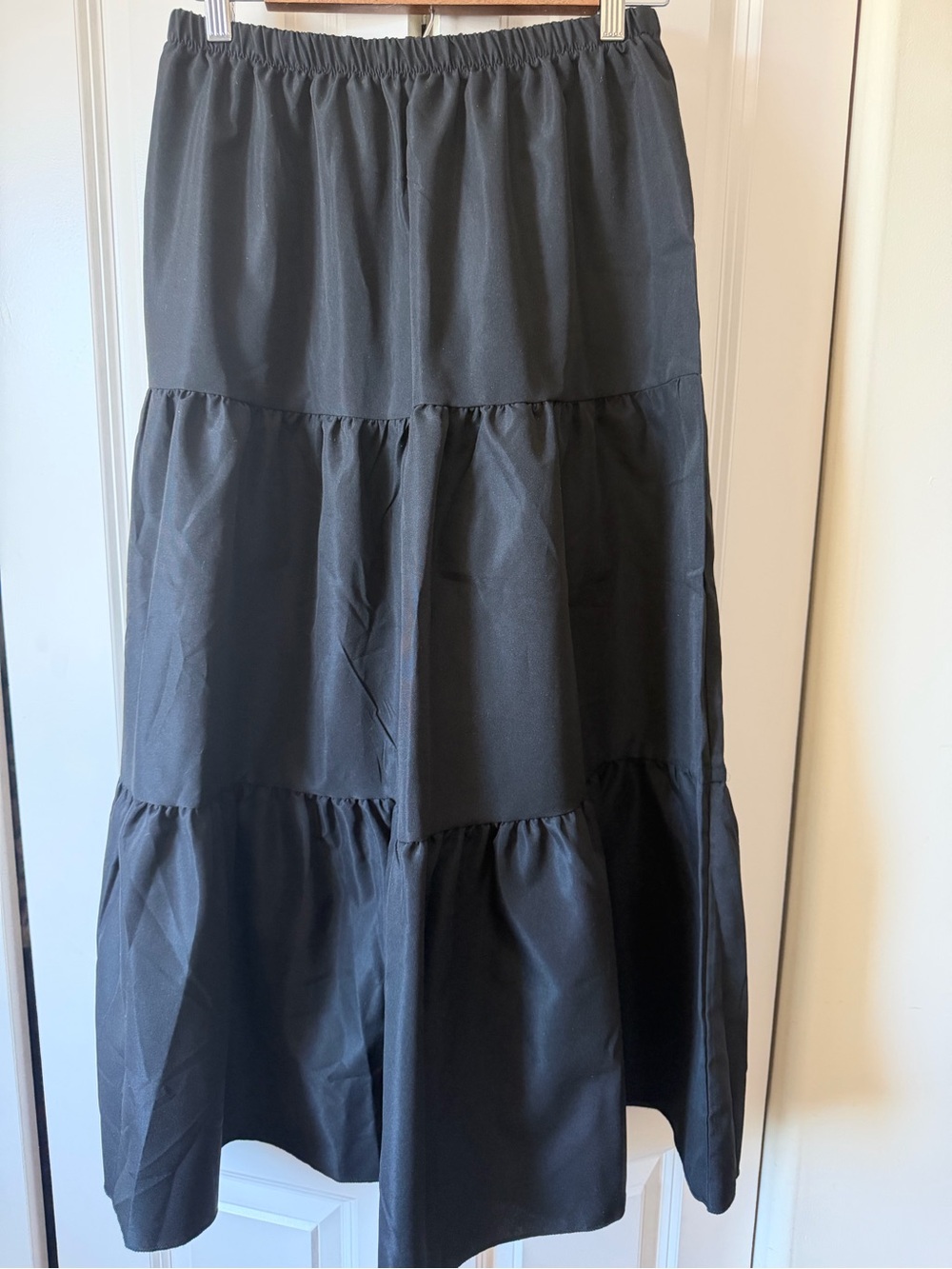 Classic Black Tiered Maxi Skirt with Elastic Waist